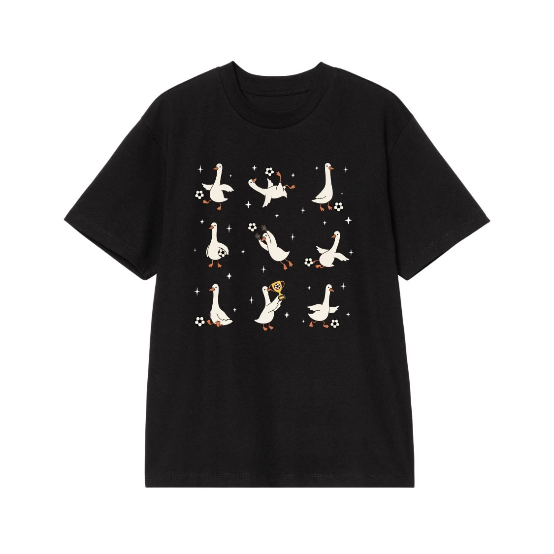 Cute Cartoon Geese Playing Soccer T-Shirt