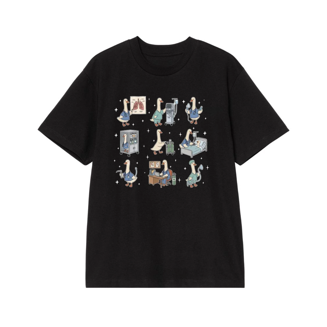 Funny Respiratory Therapist Goose Nurse Life Cartoon T-Shirt