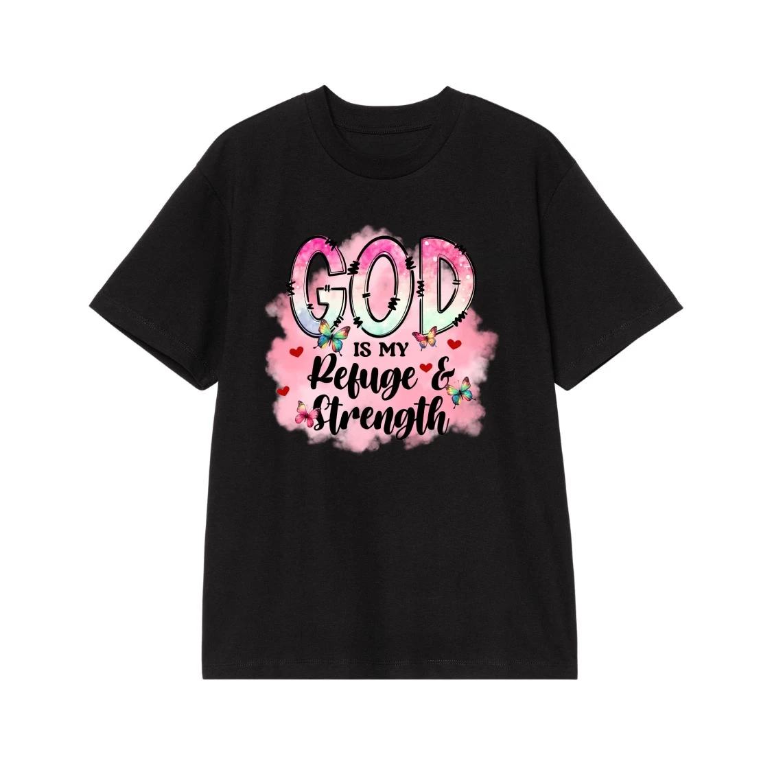 God Is My Refuge & Strength Christian Faith Butterfly T-Shirt