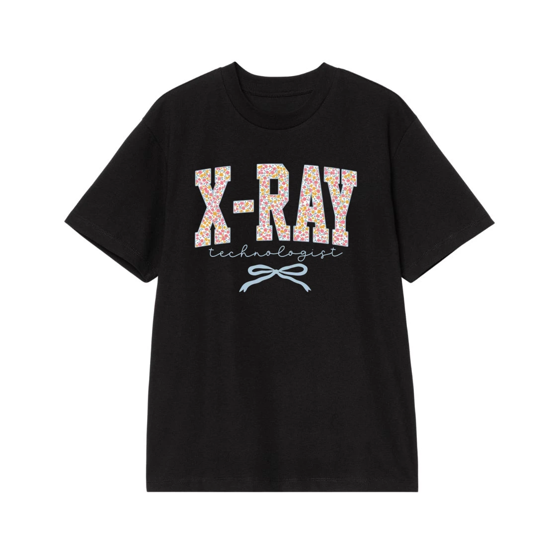 X-Ray Technologist Floral Collegiate Font T-Shirt