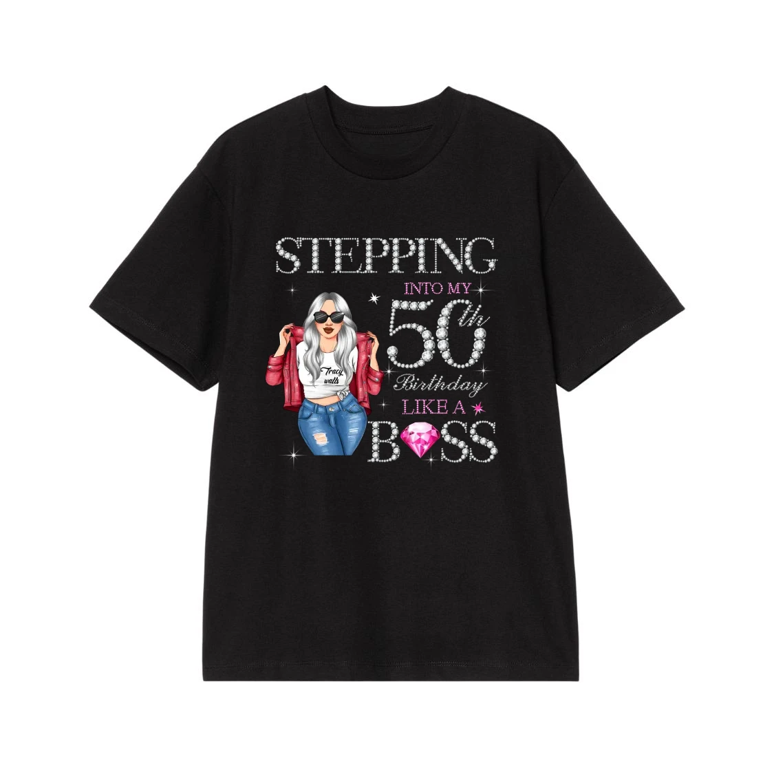 Stepping Into My 50th Birthday Like A Boss Glam Woman T-Shirt