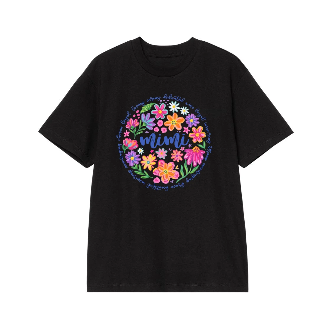 Mama Nana Gigi Mimi Floral Wreath With Positive Adjectives Sweatshirt