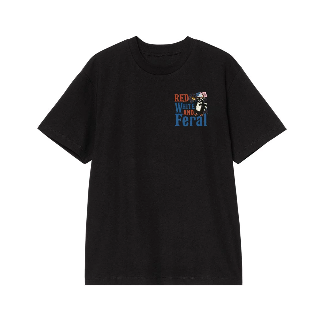 Red White And Feral Patriotic Raccoon 4th Of July T-Shirt