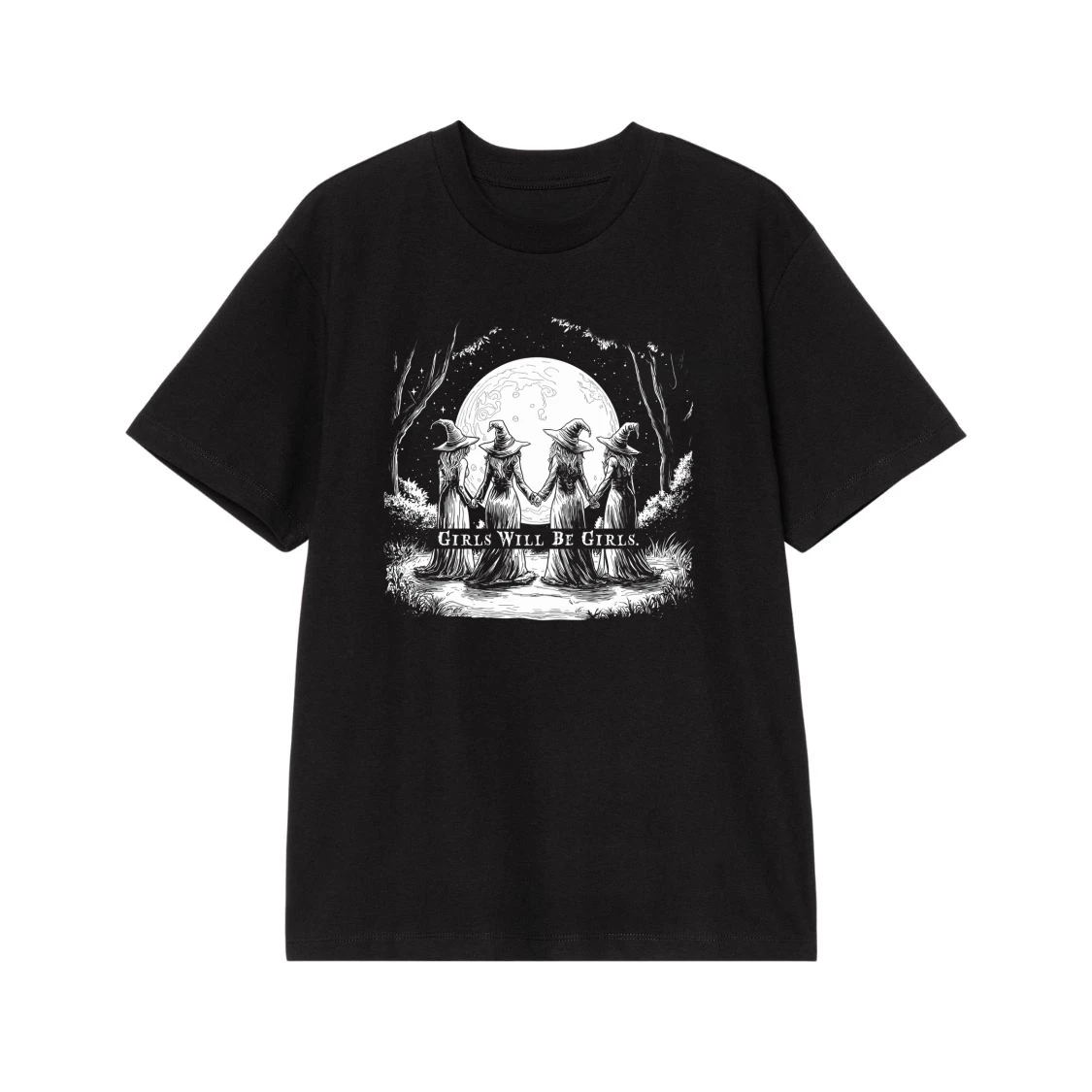Girls Will Be Girls Witch Coven Under The Full Moon T-Shirt