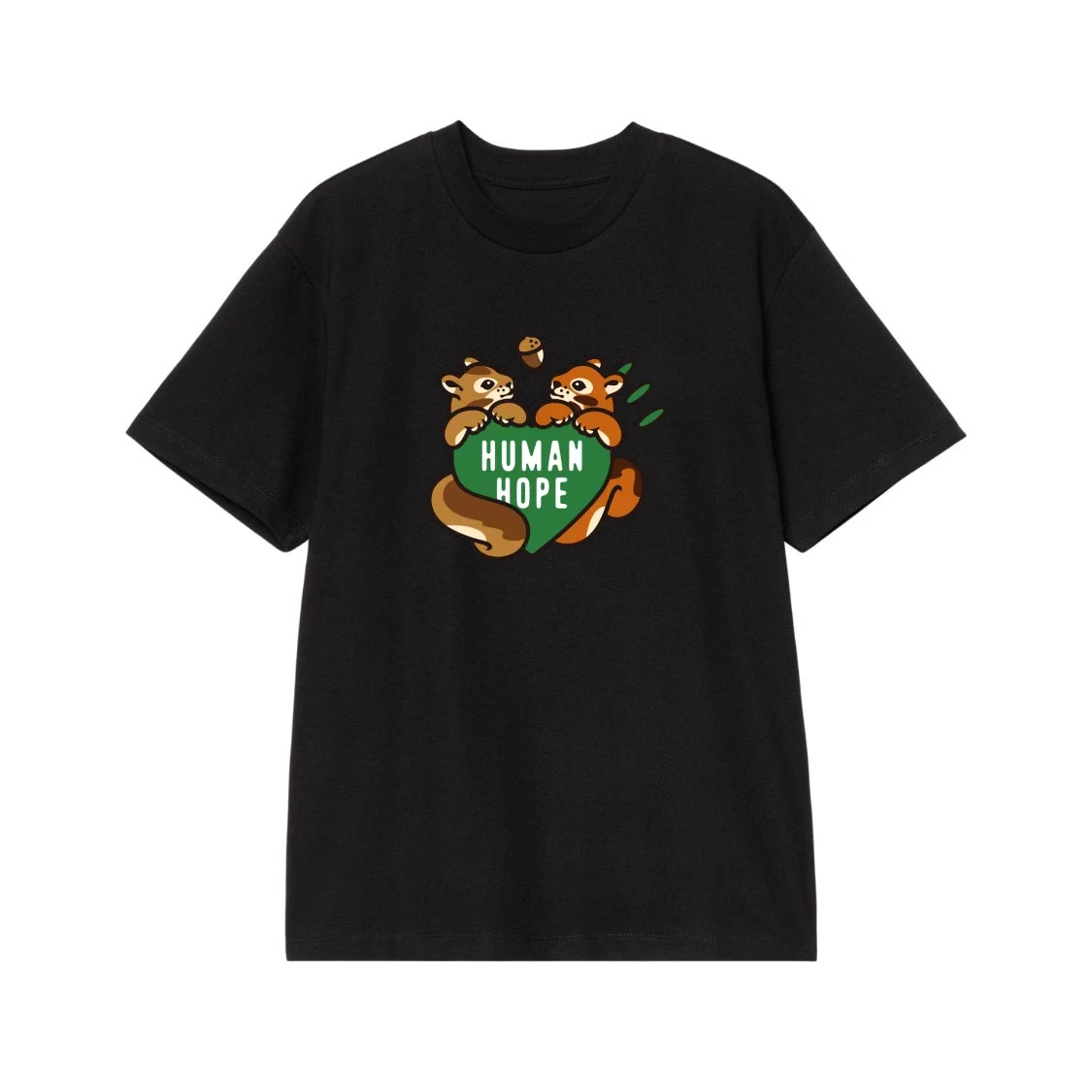 Cute Cartoon Squirrels Holding 'Human Hope' Heart T-Shirt