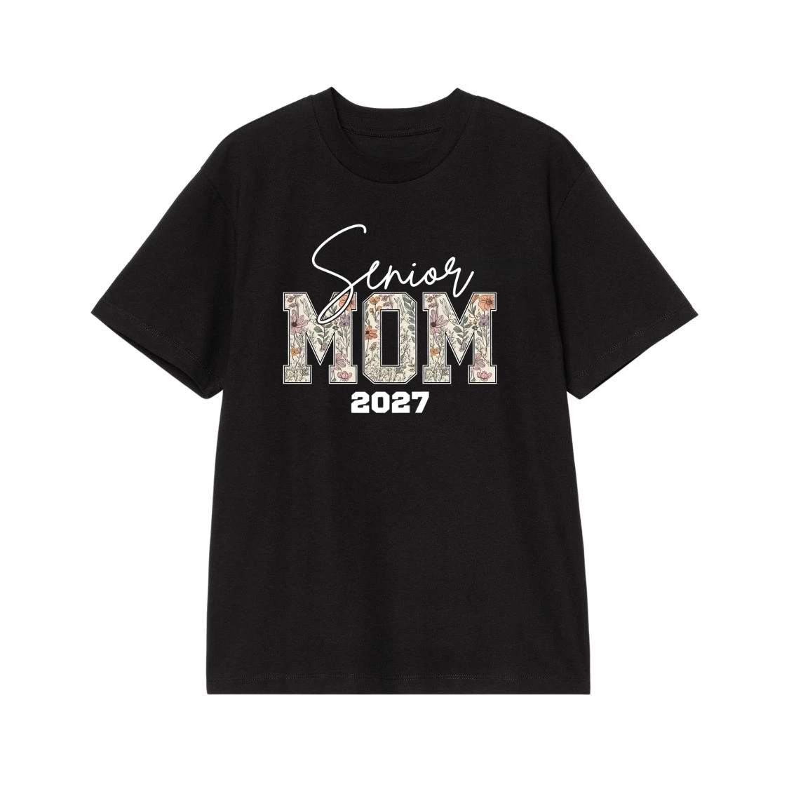 Senior Mom 2027 Floral Lettering Shirt For Class Of 2027