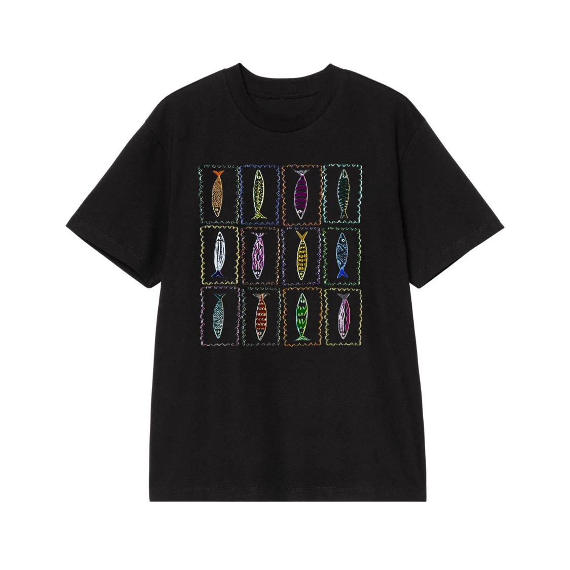 Colorful Fish Stamp Collection Graphic