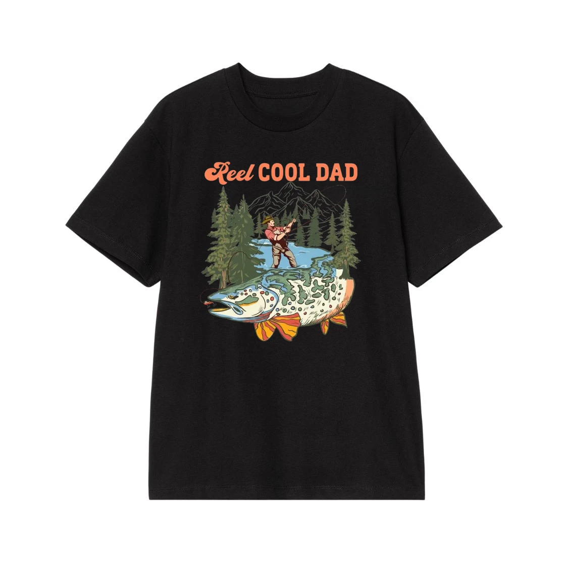 Reel Cool Dad Funny Fishing Pun Vintage Graphic T-Shirt