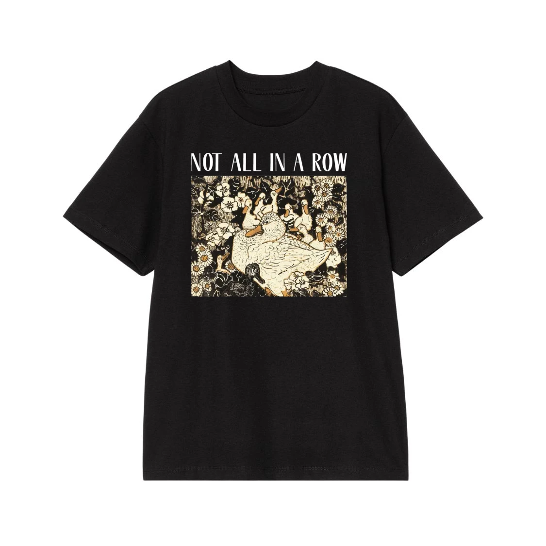 Not All In A Row Mother Duck And Ducklings Vintage Illustration T-Shirt