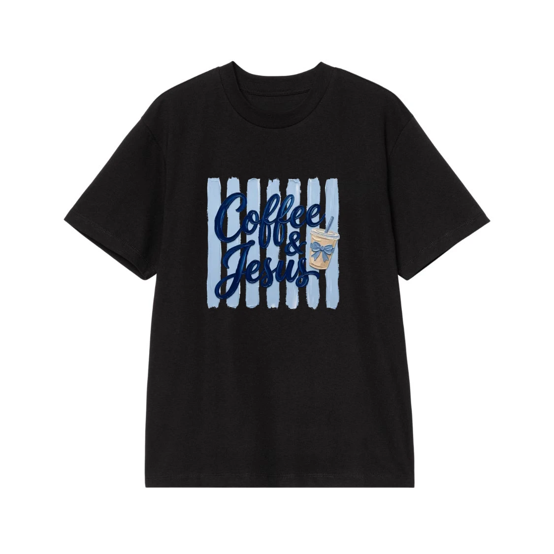 Coffee & Jesus 3d Puff Style Script T-Shirt