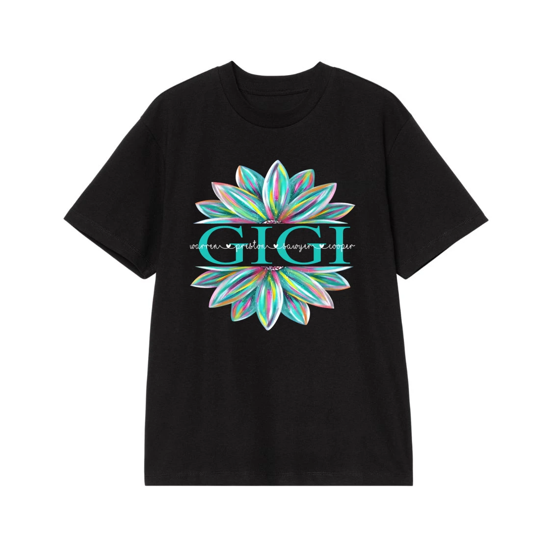 Personalized Mimi Nana Grandma Shirt With Colorful Flower And Grandkids Names