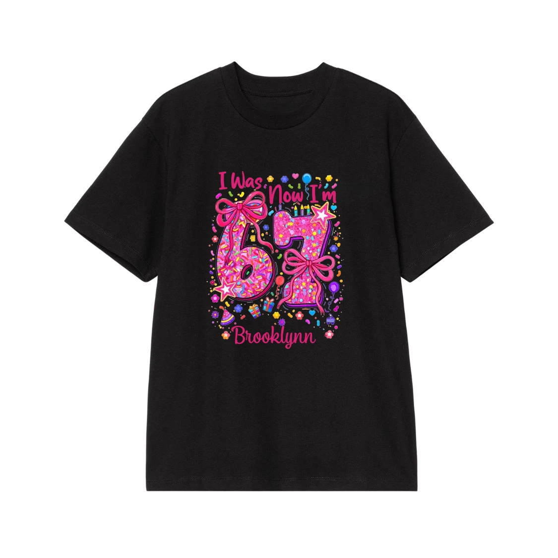I Was 6 Now I'M 7 Donut Themed 7th Birthday Shirt For Girls