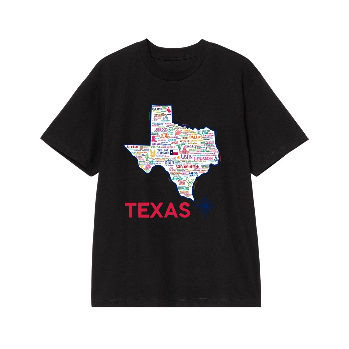 Texas State Map Typographic Word Cloud With Cities And Landmarks