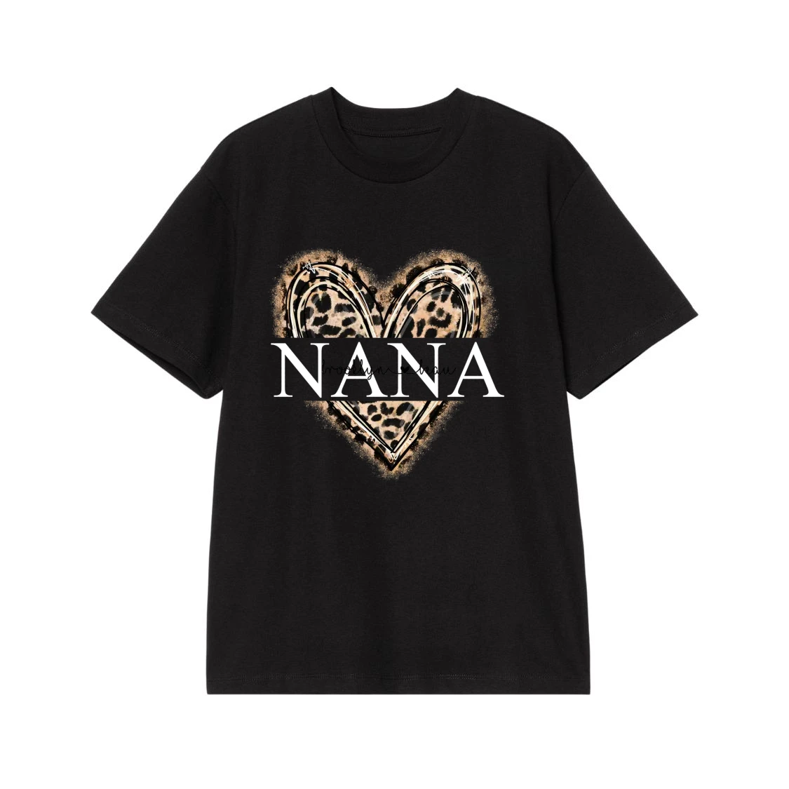 Nana Leopard Print Heart With Glitter