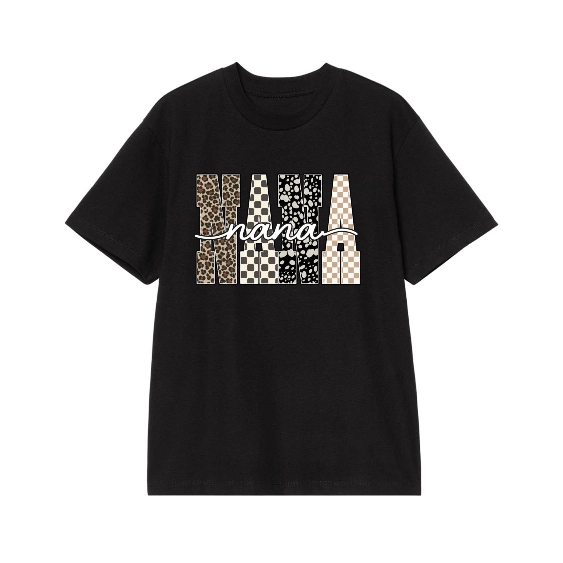 Nana Mixed Pattern Block Letter T-Shirt For Grandmothers