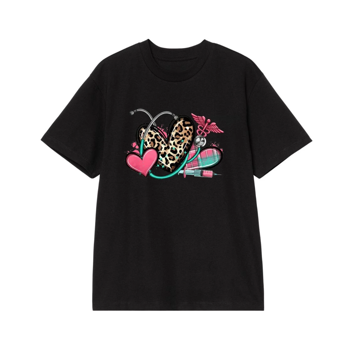 Leopard And Plaid Hearts Stethoscope Nurse Appreciation Design