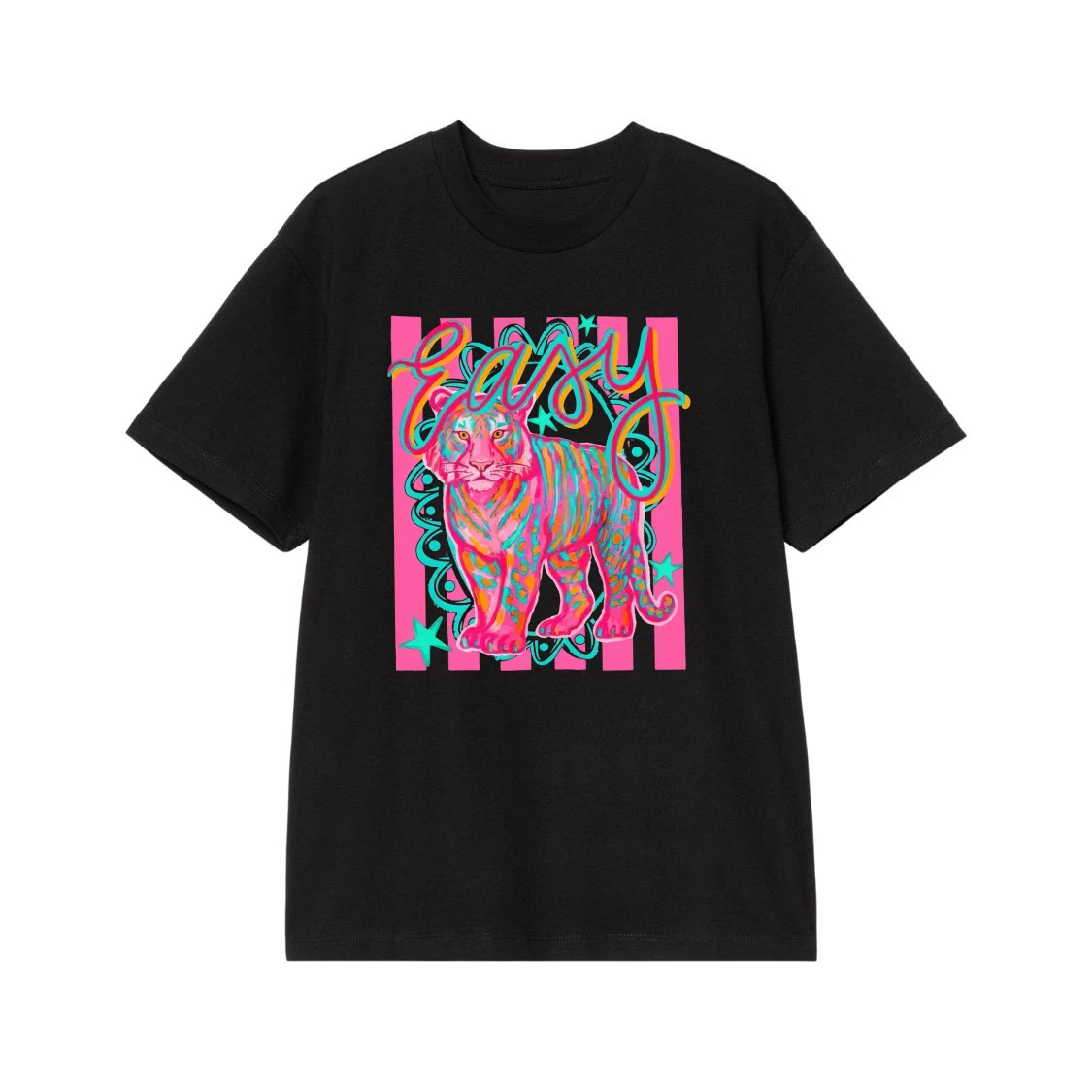 Easy Tiger Colorful Psychedelic Graphic T-Shirt