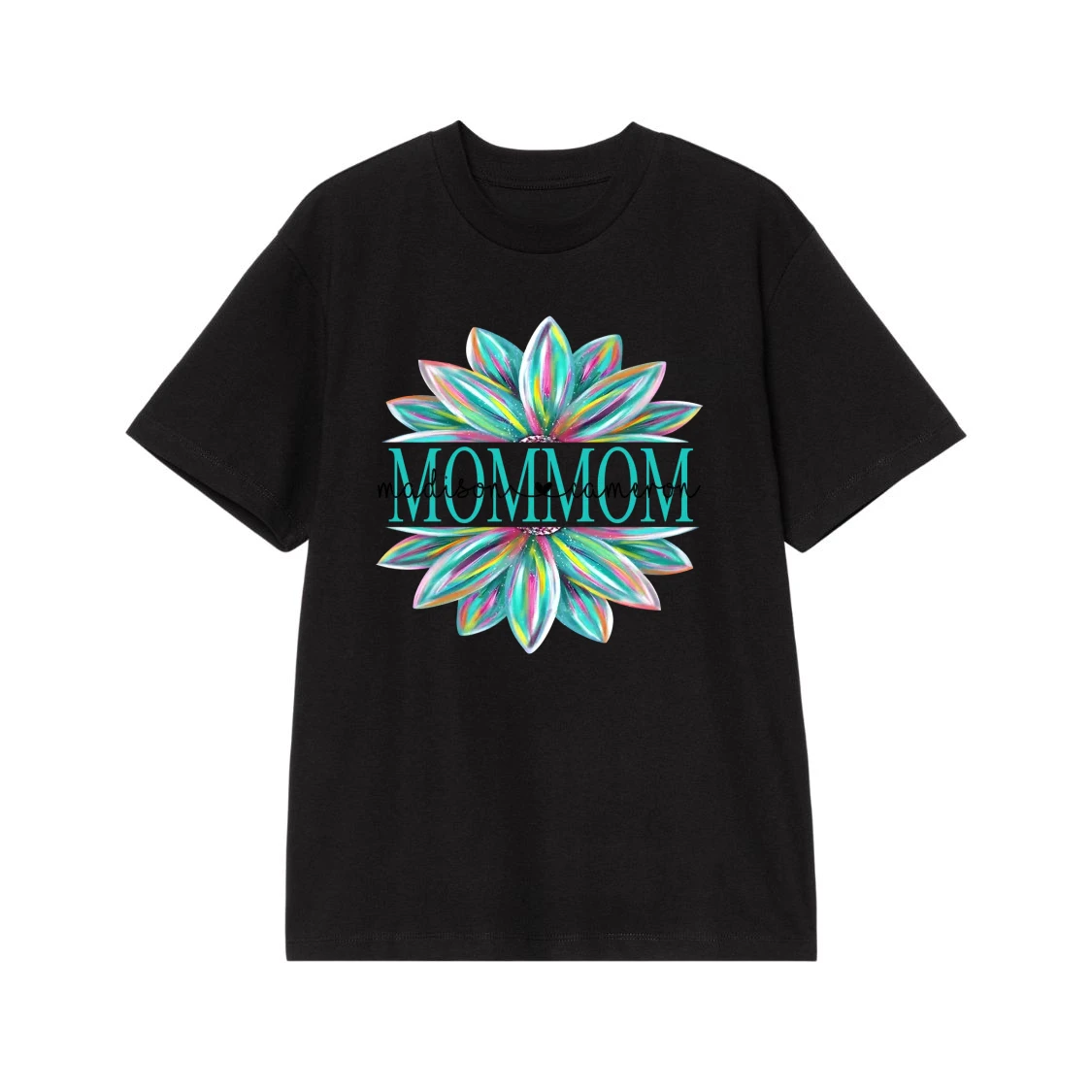 Personalized Mimi Colorful Flower T-Shirt With Grandchildren'S Names
