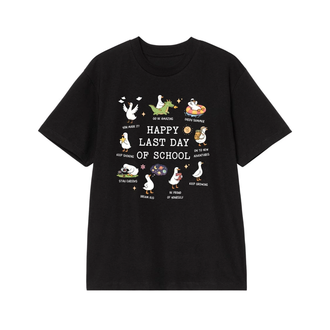 Happy Last Day Of School Cute Duck Motivational Quotes T-Shirt