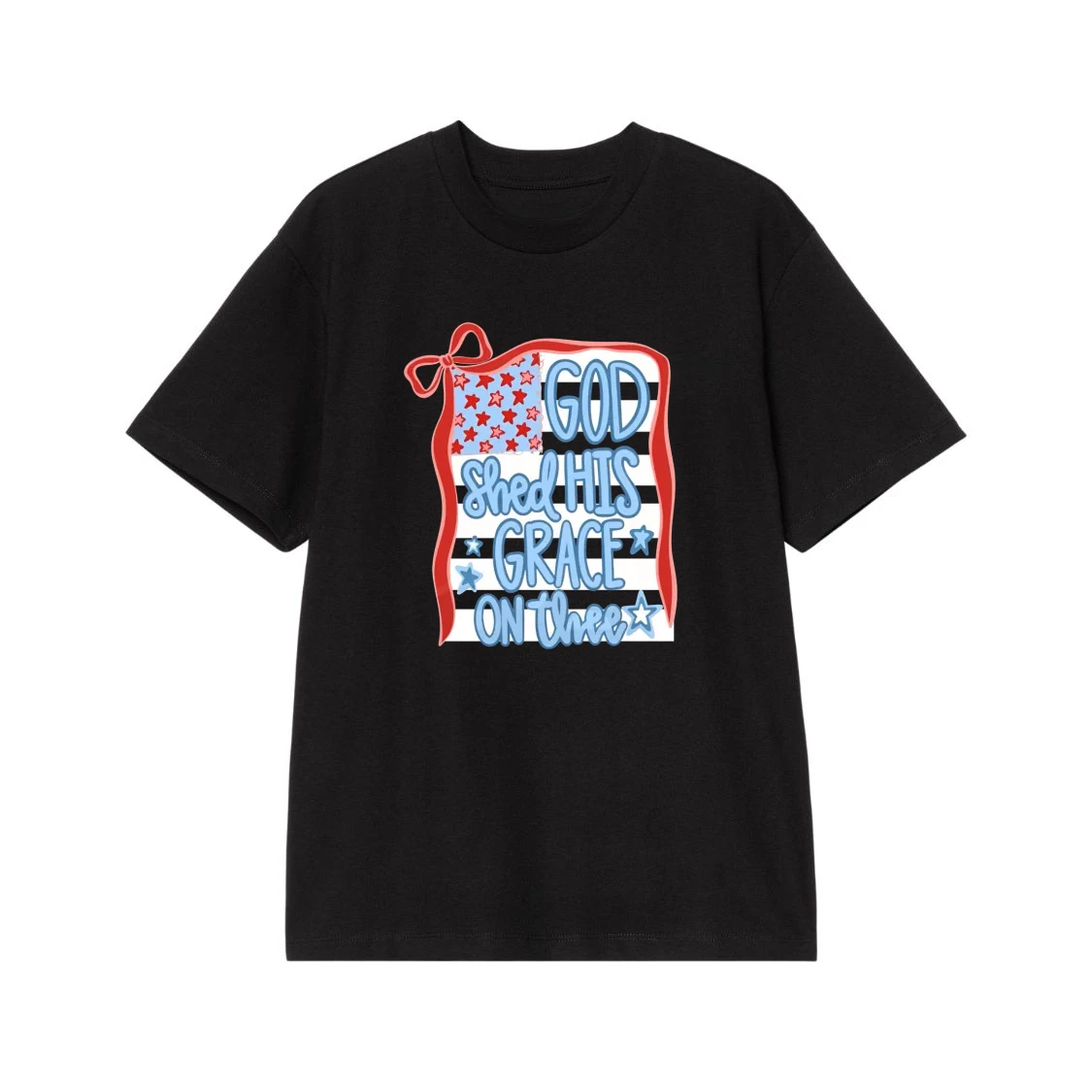 God Shed His Grace On Thee Patriotic American Flag T-Shirt