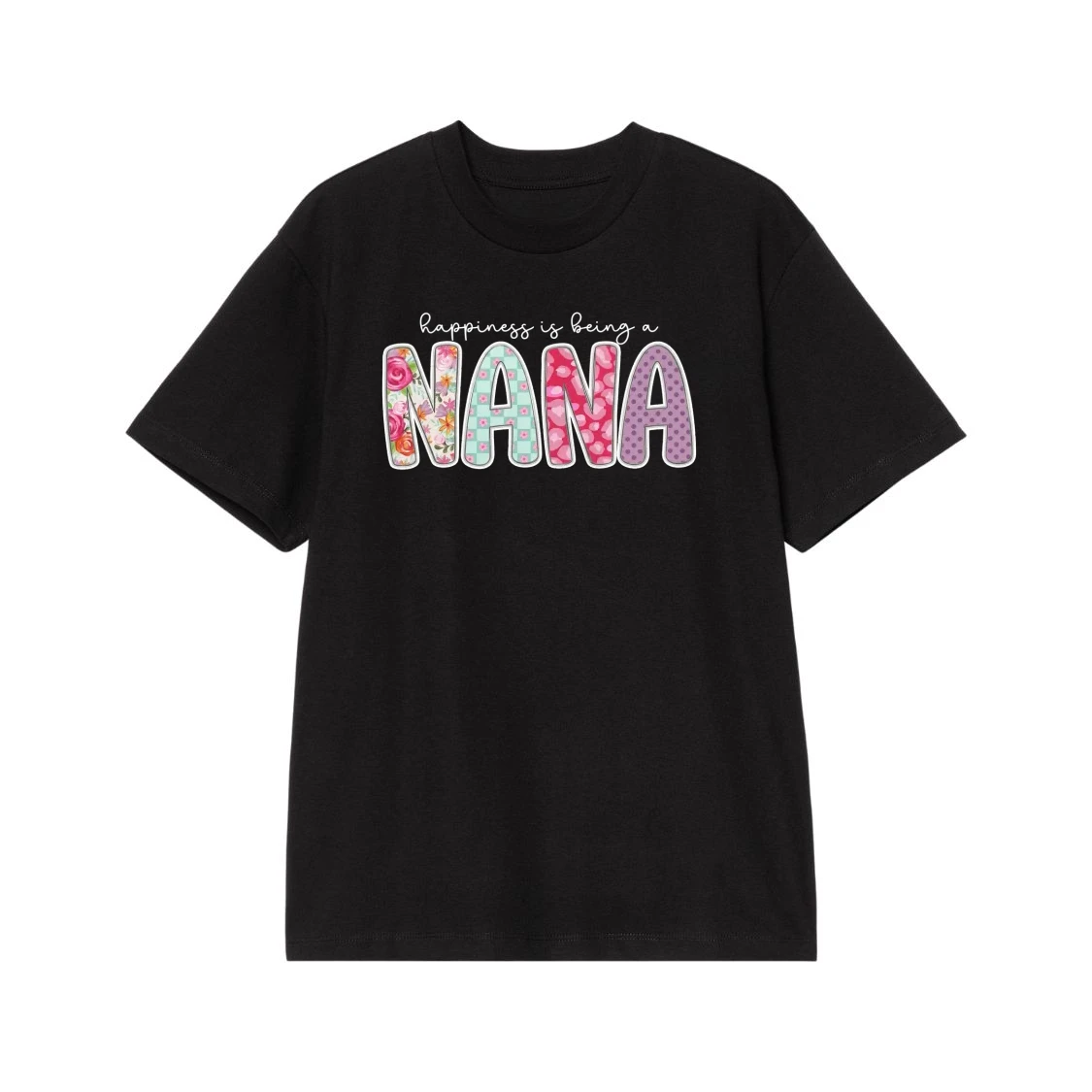 Happiness Is Being A Gigi Floral Pattern Text T-Shirt