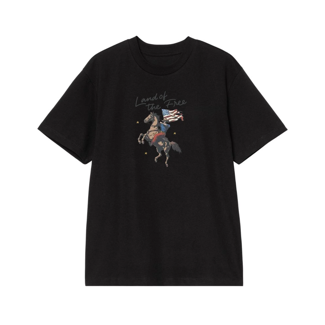 Land Of The Free Patriotic Cowboy On Rearing Horse With American Flag