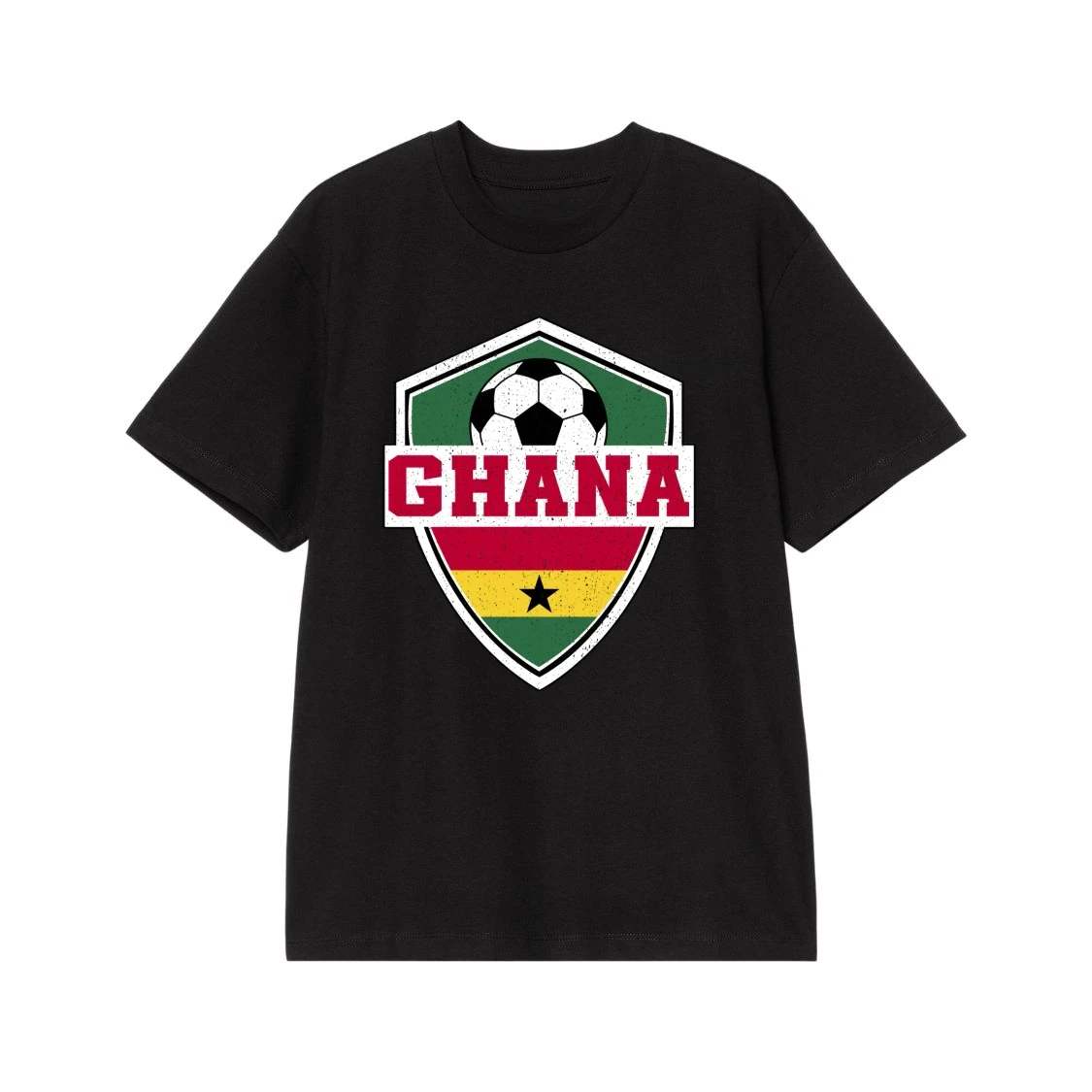 Ghana Soccer Crest With National Flag Distressed Design