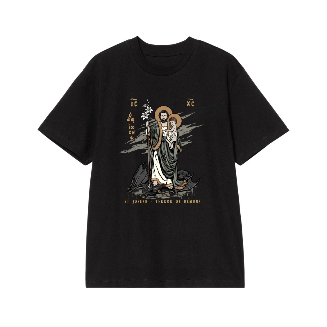St. Joseph Terror Of Demons Holding Christ Child Religious T-Shirt
