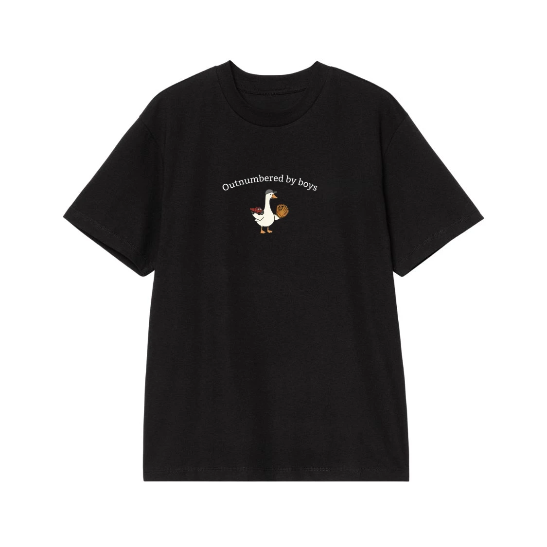 Outnumbered By Boys Goose With Toy Truck And Baseball Glove T-Shirt