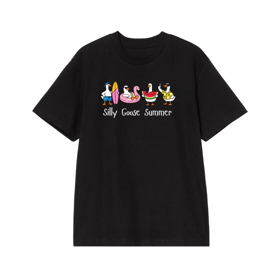 Silly Goose Summer Cartoon Geese On Vacation T-Shirt