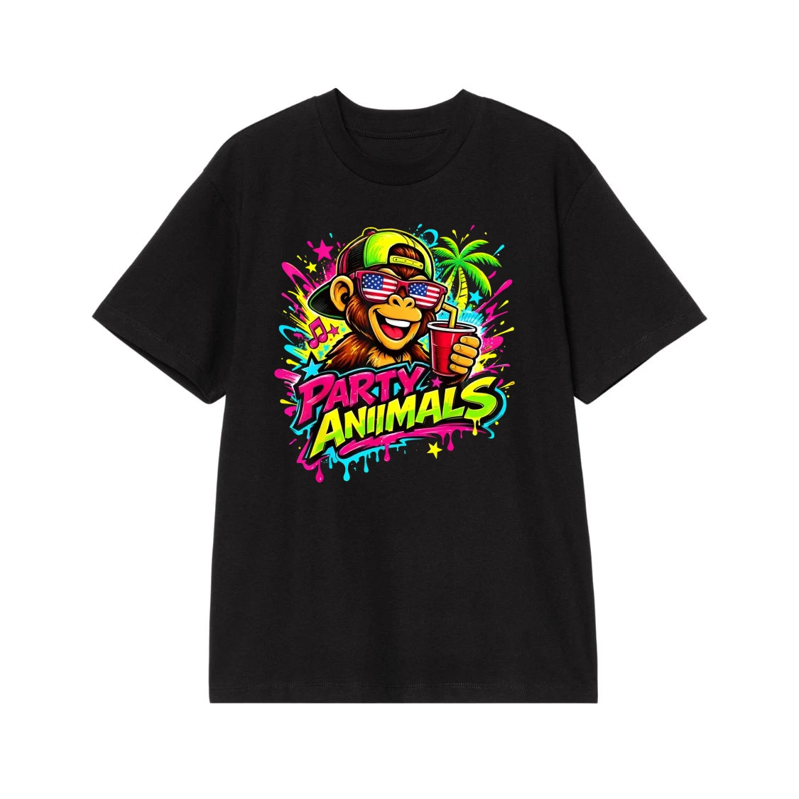Party Animals Neon Monkey With Usa Flag Sunglasses