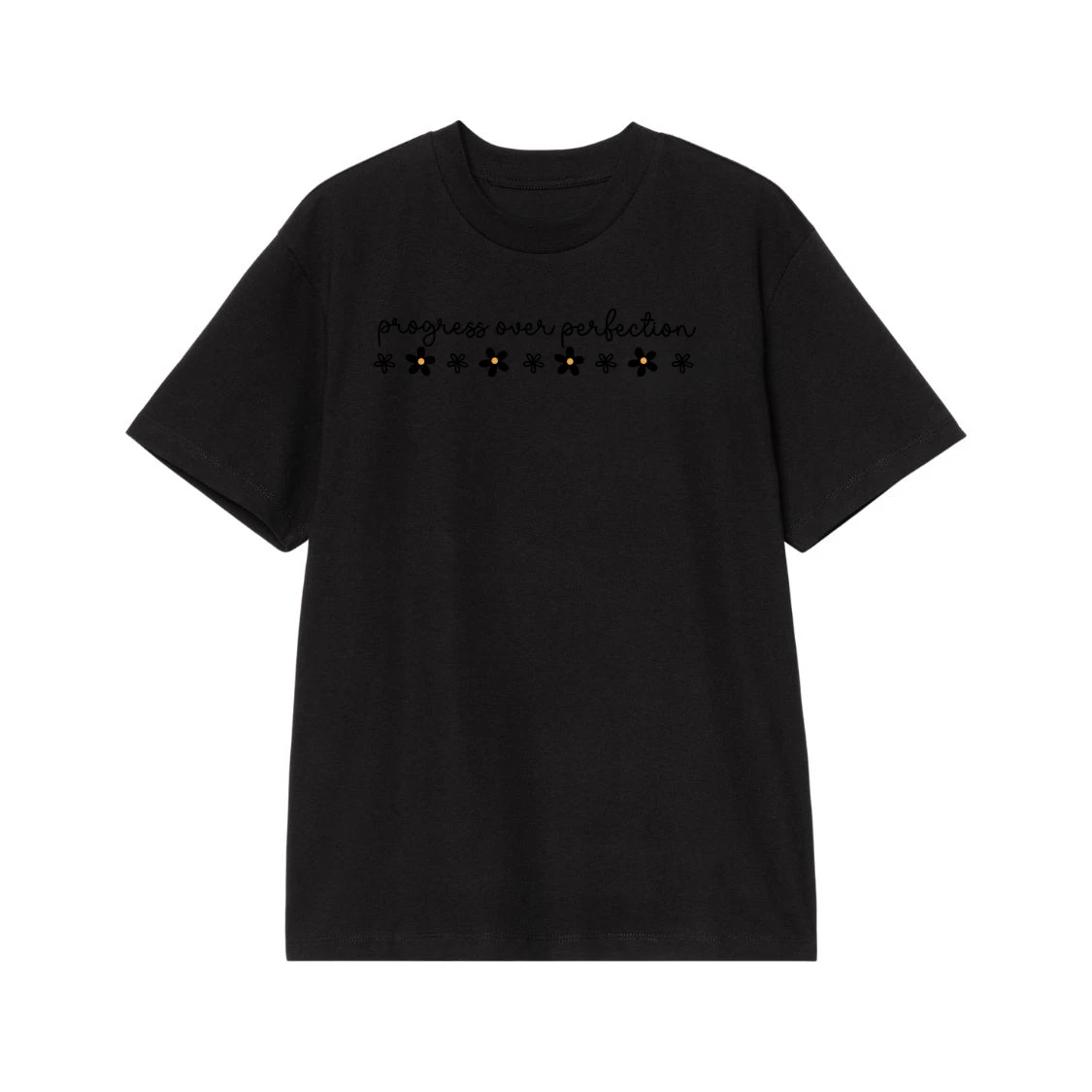 Progress Over Perfection Inspirational Quote With Daisies T-Shirt