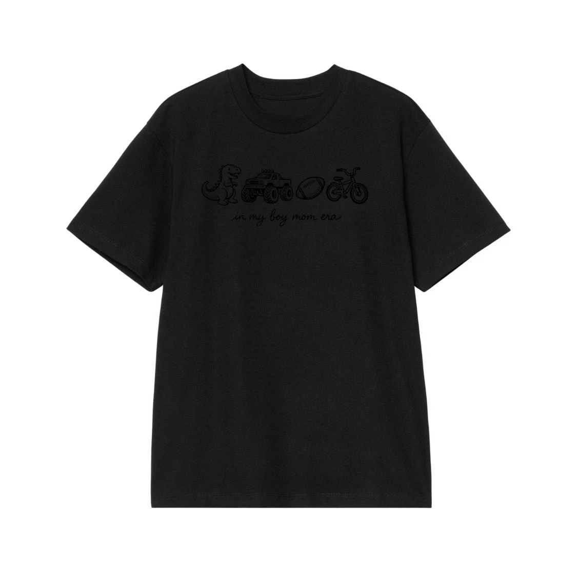 In My Boy Mom Era T-Shirt With Dinosaur, Monster Truck, Football, And Bike