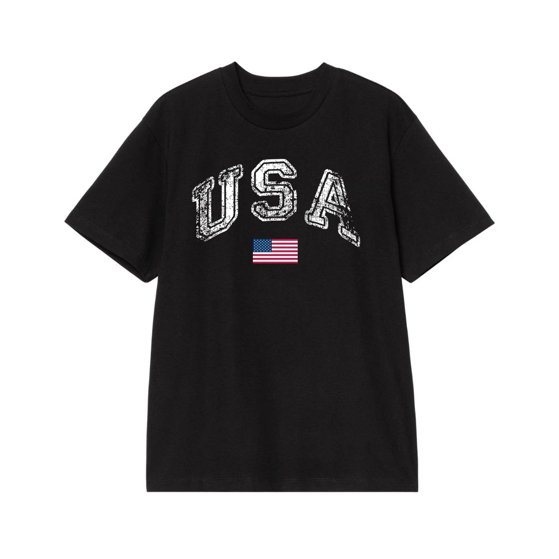 Distressed Usa Athletic Font With American Flag