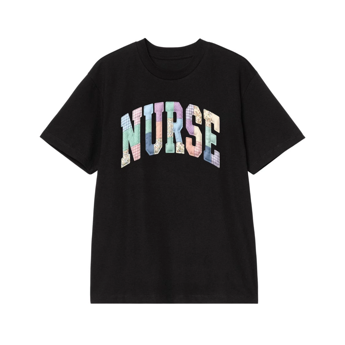 Nurse Patchwork Appliqu� College Font T-Shirt