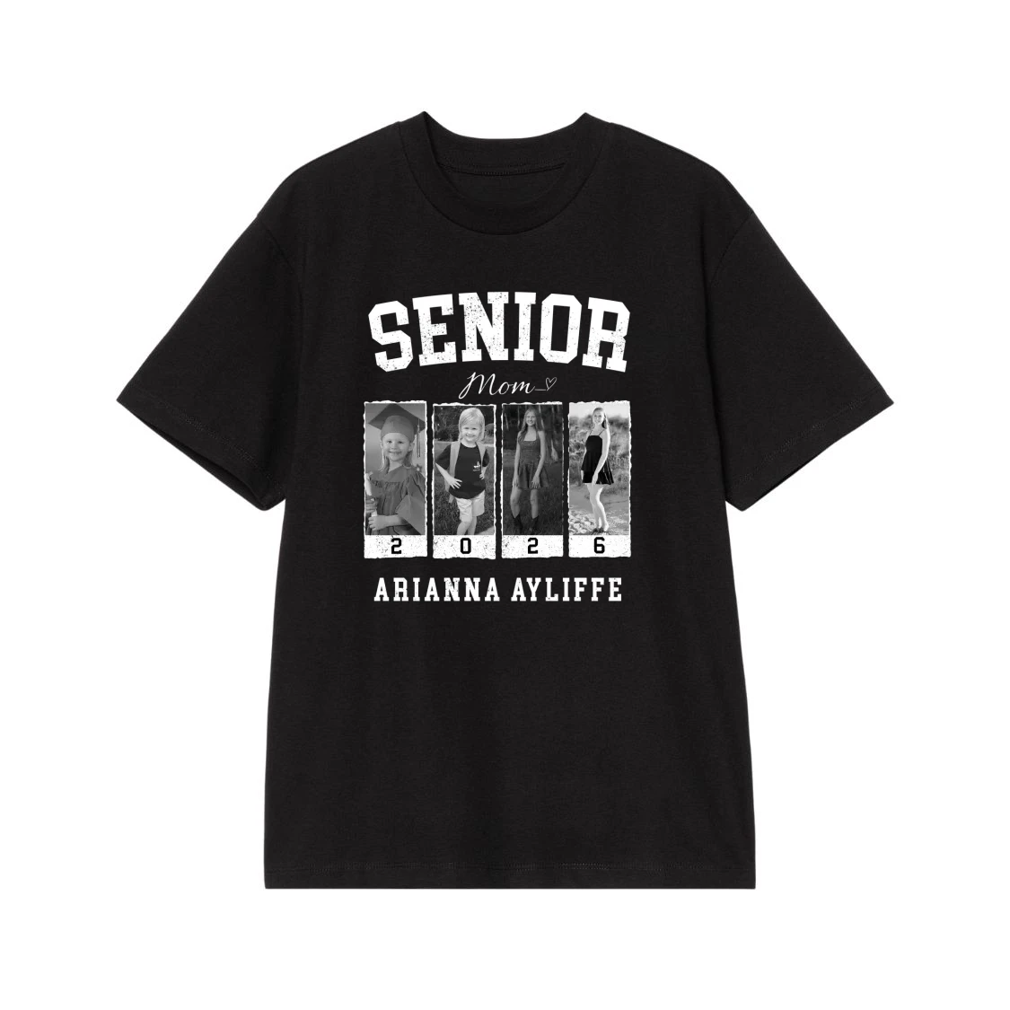 Senior Mom Custom Photo Collage T-Shirt For Athlete Graduation