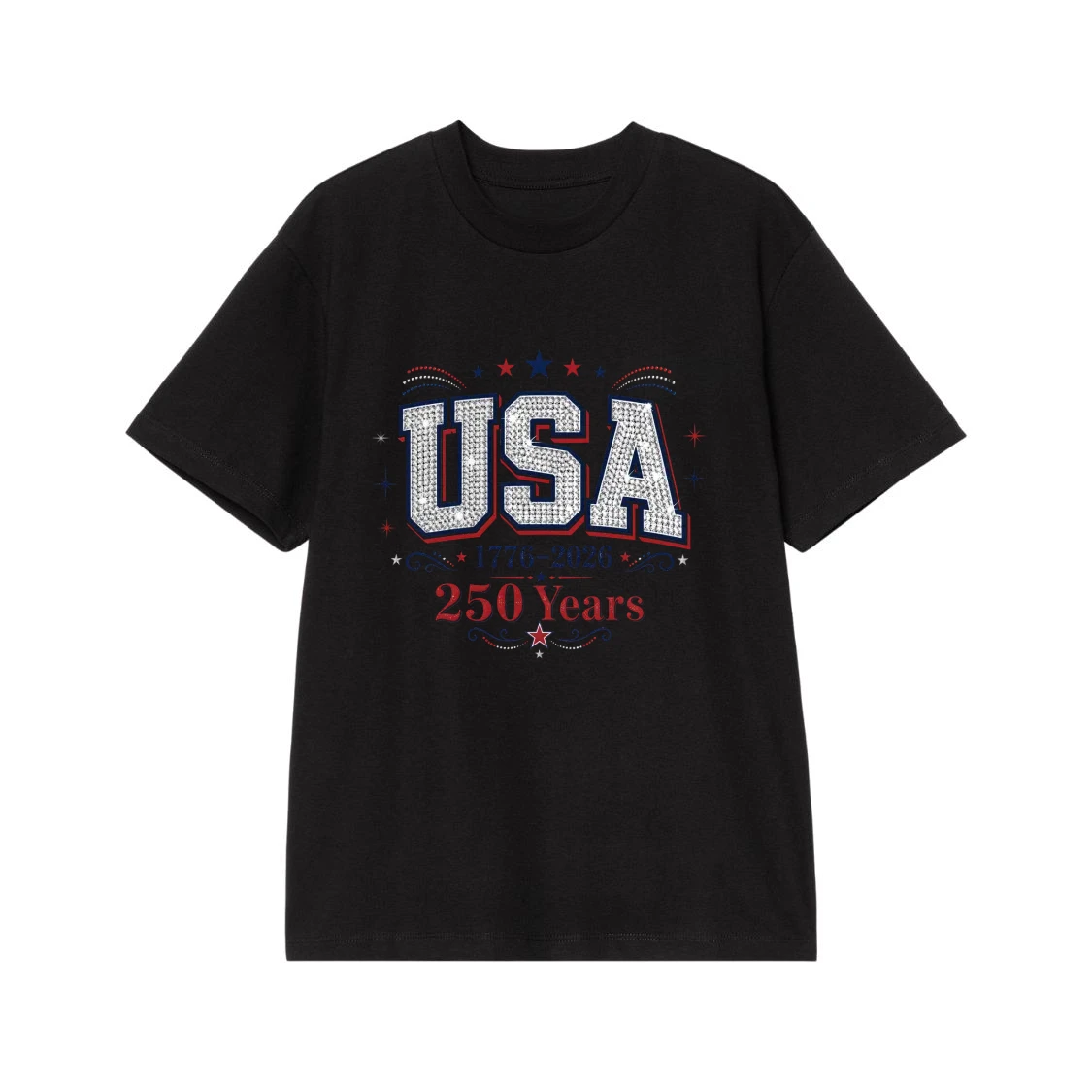 Usa 250 Years Anniversary 1776-2026 Patriotic Bling T-Shirt
