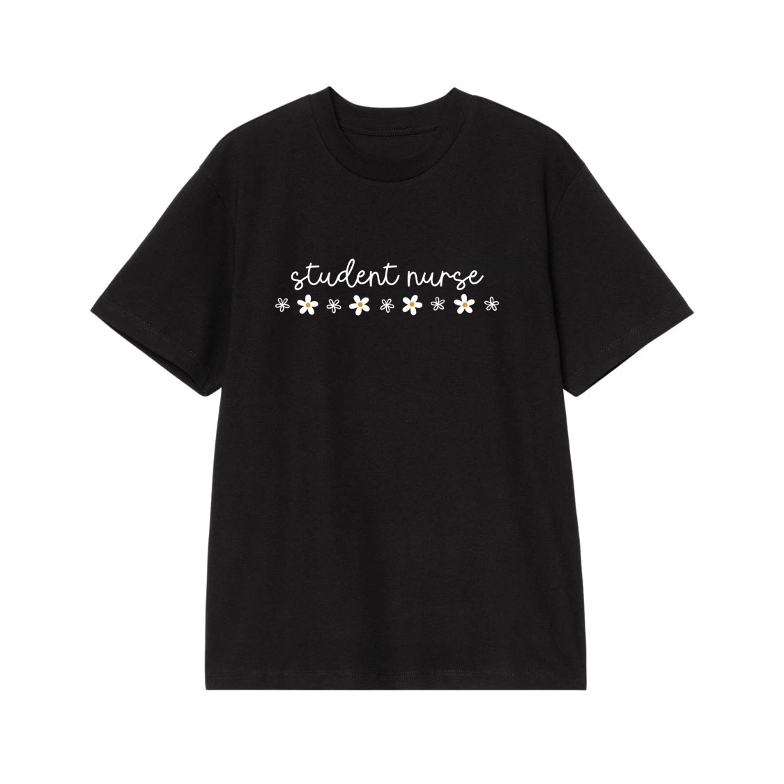 Student Nurse Cursive Font With Daisy Flowers