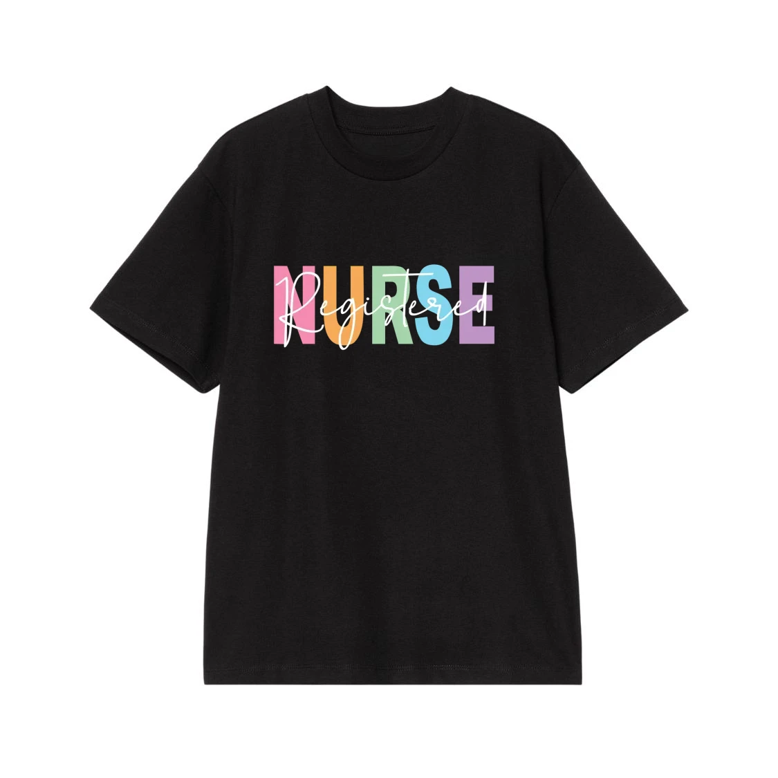 Registered Nurse Colorful Block Lettering And Script T-Shirt