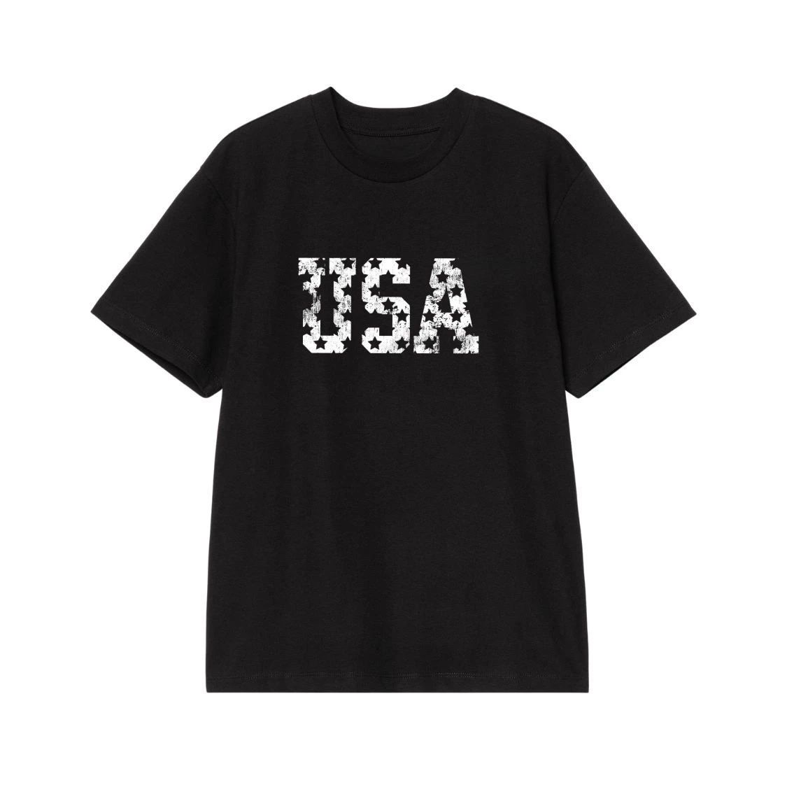 Usa Distressed Stars Block Lettering Patriotic T-Shirt