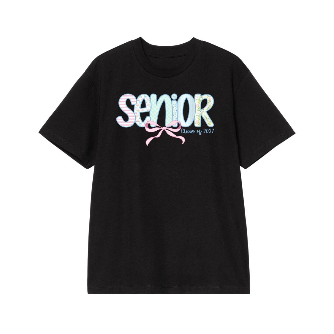 Senior Class Of 2027 T-Shirt With Pastel Floral And Bow Design