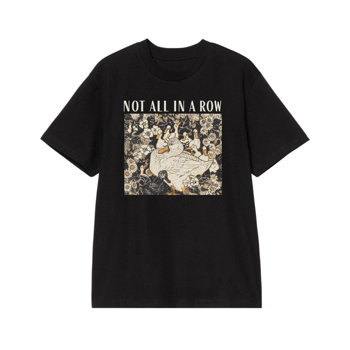 Not All In A Row Duck And Ducklings Vintage Illustration T-Shirt