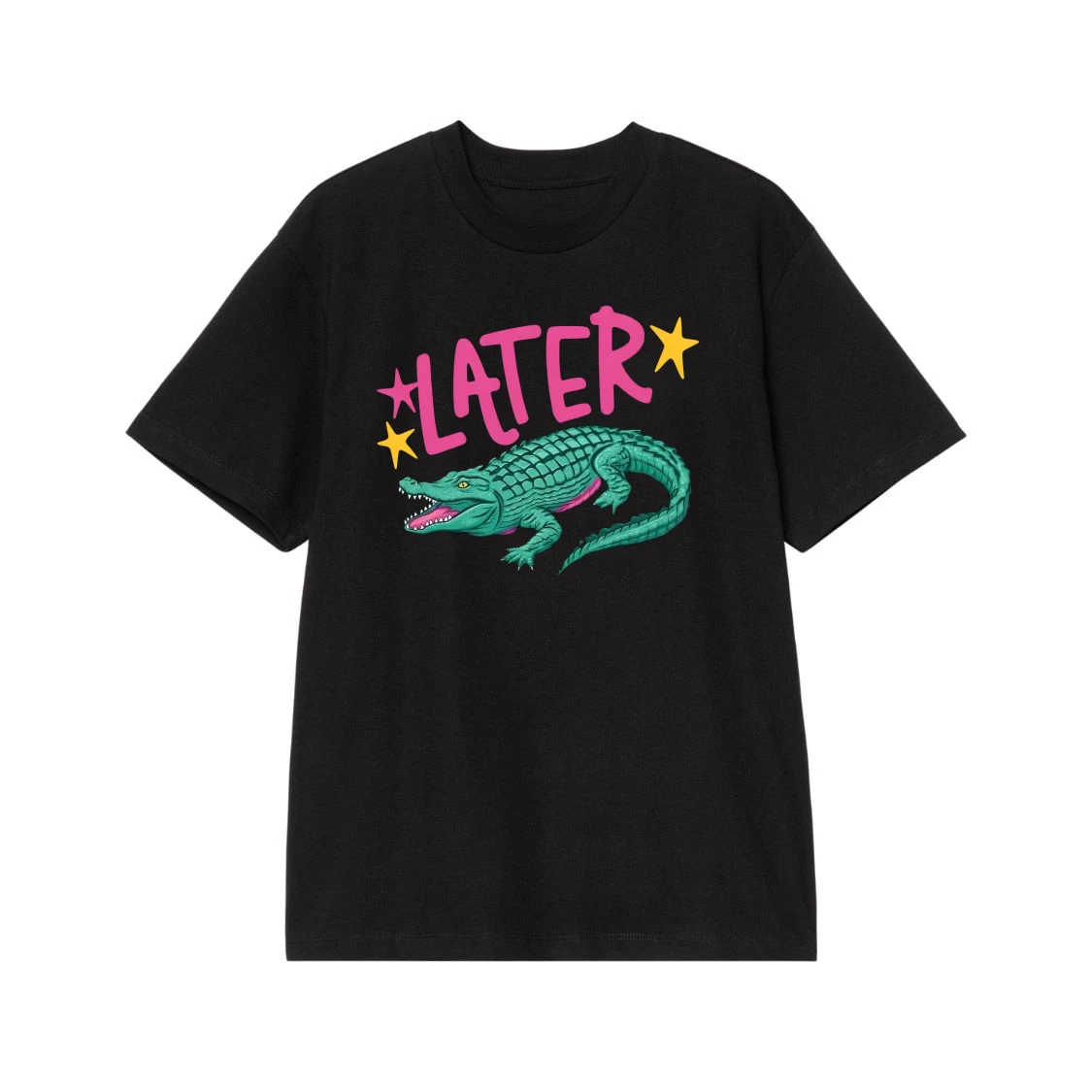 Later Gator After While Crocodile Funny Pun T-Shirt With Front And Back Print