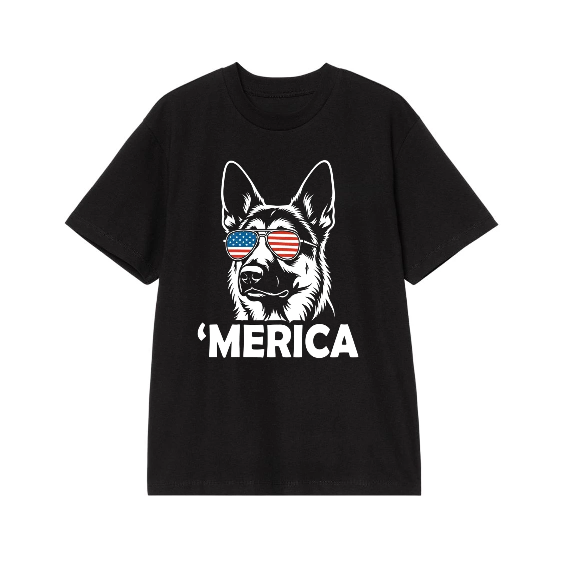 'Merica German Shepherd With American Flag Sunglasses