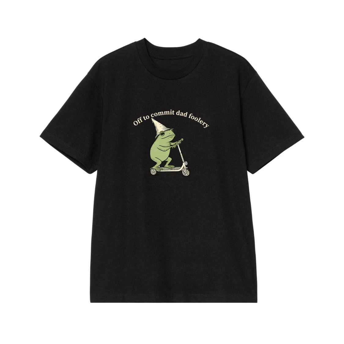 Off To Commit Dad Foolery Funny Frog On A Scooter T-Shirt