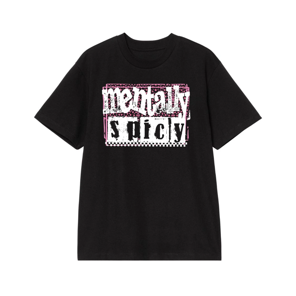 Mentally Spicy Funny Quote With Leopard And Checkered Pattern