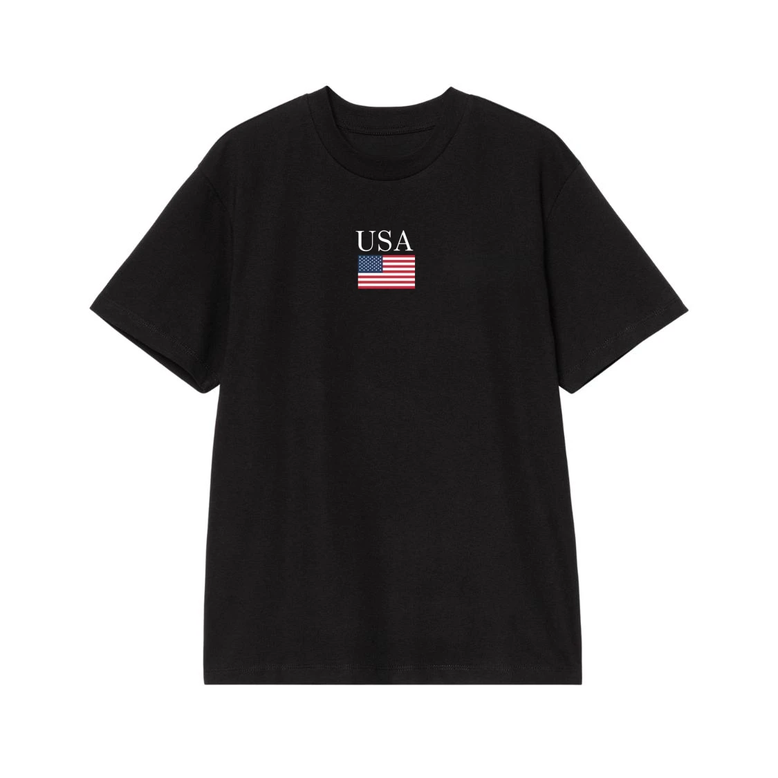 Usa Text And American Flag Minimalist T-Shirt