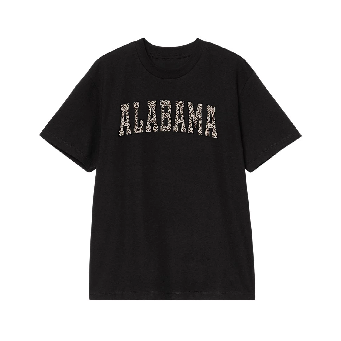 Leopard Print State Name Collegiate Font T-Shirt