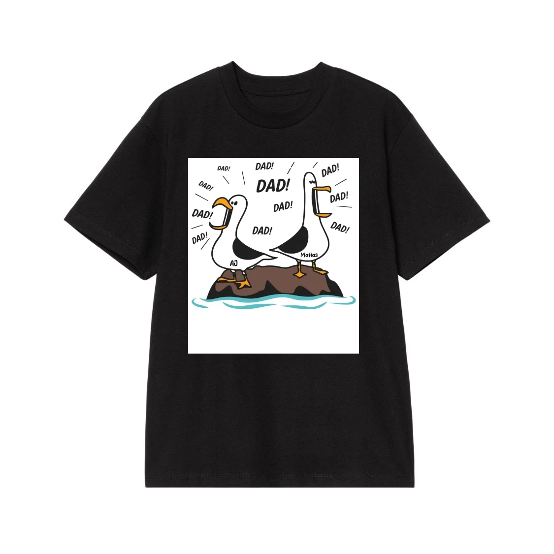 Funny Seagulls Screaming Dad T-Shirt With Custom Names