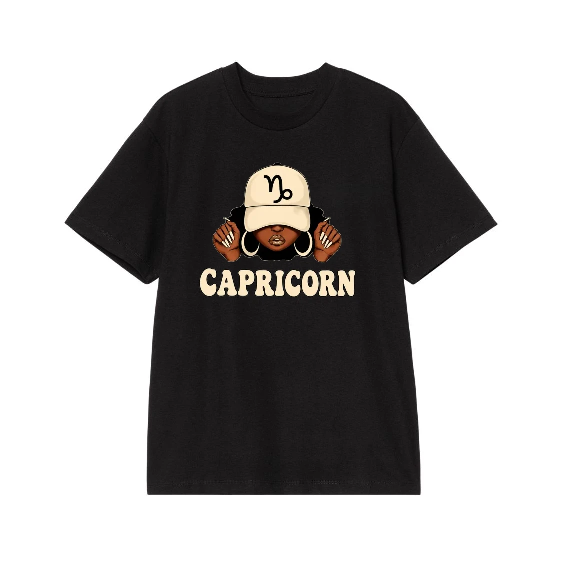 Zodiac Sign Black Woman With Baseball Cap Astrology T-Shirt